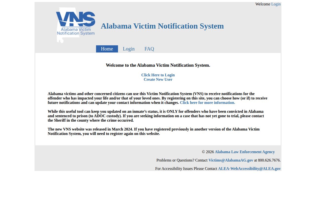Fayette County release notification Alabama VNS scope