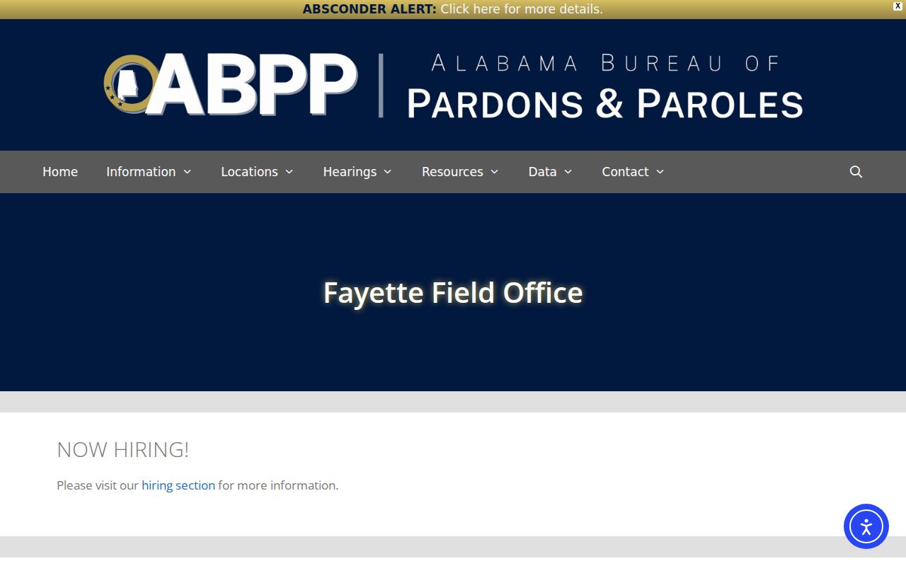 Fayette County probation and parole field office release supervision